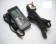 SONY VAIO PCG-7T1M 7X1M 7Y1M K33 LAPTOP CHARGER AC POWER ADAPTER 19.5V 4.7A 90W POWER SUPPLY UNIT UK PLUS C5 MAINS POWER CORD CLOVERLEAF UK PLUG CABLE