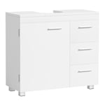 VASAGLE Under Sink Bathroom Cabinet, Storage Cabinet, with 3 Drawers, 2 Compartments Behind the Door, for Washbasins with Pedestal, with Feet, 30 x 70 x 64 cm, Cloud White BBK504W01