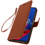 Case for Samsung M13 / M23 Folio Wallet Case Video Stand Wrist Strap Brown