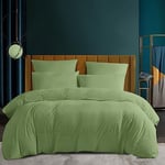 Luofanfei Housse de Couette Hiver 240x260 Chaude Flanelle Toucher Cashmere Polaire Parure de Lit en Velours Vert Doux avec Fermeture Éclair, Linge de Lit 2 Personnes avec 2 Taies d'oreiller 65x65 cm