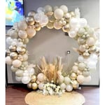 Arche Ballon Anniversaire Beige, Arche Ballon Beige, Arche de Ballon Mariage avec Ballon Beige Vert, Arche pour Ballon Decoration