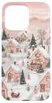 iPhone 15 Pro Max Whimsical Pink Christmas Village Winter Holiday Xmas Case