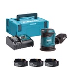 Makita DBO180RGJ-3 18v LXT 125mm Random Orbital Sander (3x6Ah)