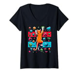 Womens Cat Wall Climbing Boulderer Climb Rock Climber Bouldering V-Neck T-Shirt