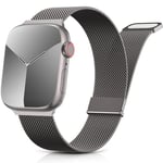 Yoohoo Adjustable Metal Strap Compatible with Apple Watch Straps 38mm 40mm 41mm 42mm(Series 10) Women Men,Upgraded Replacement Band for iWatch Series 10 9 8 7 6 5 4 3 2 1 SE Double Magnetic,Graphite