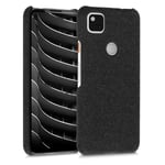 kwmobile Fabric Case Compatible with Google Pixel 4a - Case Hard Protective Phone Cover with Material Texture - Black