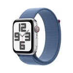 Apple Watch SE Cell 44mm Silver med Winter Blue Sport Loop