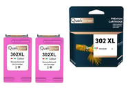 QUALITONER - 2 Cartouche compatible pour HP 302CL XL 302CLXL Couleur pour HP DeskJet 2130 2134 3630 3630 Series 3636 3639 Envy 4520 e-All-in-One 4525