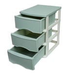 Small 3 Tier Drawer Plastic Storage Unit Bedside Filing Cabinet Ivory/ Pale Blue