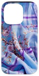 Coque pour iPhone 14 Pro Toile bleue claire à carreaux style bohème violet