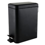 Beldray LA041173BLKFEU7 Bathroom Pedal Bin – Rectangular Soft-Close Lid Rubbish Bin, Kitchen/Bedroom/Office Waste, 5 L Capacity Removable Inner Bucket, Slim Design, Portable Carry Handle, Black