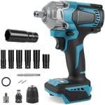 700N.M Clé A Choc Sans Fi Pour Makita 18V,1/2"" Brushless Visseuse À Choc Rotative Sans Fil,Visseuse Électrique À Choc Avec Lumière Led(Batterie Et Chargeur Non Inclus)