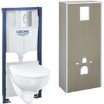 Solido+ - Set bâti-support, cuvette, abattant Softclose, plaque de déclenchement Arena Cosmopolitan, chrome 36531000 - Grohe