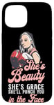 iPhone 15 Boxing Girl Vintage She'S Beauty She'S Grace She'Ll Punch Case