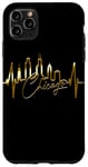 Coque pour iPhone 11 Pro Max Chicago Skyline Battement de Cœur ÉTATS-UNIS J'aime Chicago