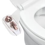 Luxe Bidet NEO 320 Plus – Next-Generation Warm Water Mechanical Bidet Toilet Seat Attachment with Innovative EZ-Lift Hinges, Dual Nozzles, and 360° Self-Cleaning Mode (Rose Gold)