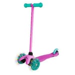 Zinc Kids 3 Wheeled Sparkle Light Up Scooter Pink & Aqua - ZC09514