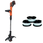 BLACK+DECKER Coupe-Bordures sans Fil 18V, Coupe-Bordures Electrique 28 cm & Lot de 3 Bobines de Rechange pour Coupe-Bordures, Bobine Reflex Plus A Déroulement Automatique, 3x10 m, Fil de ⌀1,5 mm