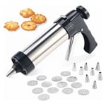 Seringue Patisserie Inox Professionnelle Presse a Biscuit Pistolet Patisserie avec 13 Disques Biscuits et 8 Douilles pour La Fabrication de Biscuits