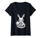 Womens Alice in Wonderland - We're All Mad Here Rabbit Hatter Quote V-Neck T-Shirt