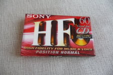 SONY HF 60 GOOD FOR CD IEC I / TYPE I. K7 AUDIO TAPE VIERGE NEUF EMBALLE.