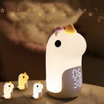 Ayyqh - Réveil Enfant Lumineux Veilleuse Jour/Nuit Rechargeable, led Reveil Numérique 3 Couleurs avec Jolie Forme de Licorne pour Fille Garçons Ado