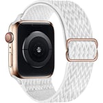 Stretchig Solo Loop-rem kompatibel med Apple Watch-band 38 mm 40 mm 41 mm, justerbar nylon för iWatch, vit