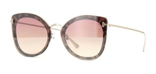 Tom Ford Charlotte FT0657 55Z Havana/ Rose Peach Gradient Mirror Sunglasses 57mm