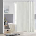 Furlinic Petit Rideau de Douche Beige Anti Moisissure Tissu en Polyester Imperméable Rideaux de Douche Textile Lavable pour Baignoire ou la Salle de Bain 10 Crochets de Rideau Douche-150x180cm.