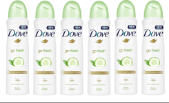 Dove Go Fresh Deodorant Cucumber & Green Tea Spray 250ml x 6