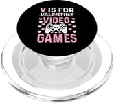 V est pour les jeux vidéo, la Saint-Valentin, Funny Gamer, pour hommes et garçons PopSockets PopGrip pour MagSafe