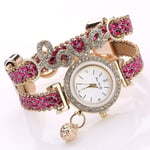 Regarder Alliage Diamant Love Letter Bracelet for Les Femmes (Noir) (Couleur : Rose Red)