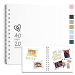 Vienrose 20,5 x 20,5 cm Album Photo Scrapbooking Vide en Papier Kraft à Couverture Rigide, Livre Photo avec 40 Pages pour Mariage, Voyage, Bebe, Blanc