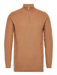 Lauritz 1/2 Zip Knit Tops Knitwear Half Zip Jumpers Beige Clean Cut Copenhagen