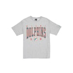 MIAMI DOLPHINS New Era Cap NFL T-Shirt surdimensionné en Satin avec écusson Logo Gris chiné Unisexe