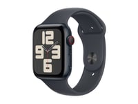 Apple Watch Se (Gps + Cellular) - 2A Generation - 44 Mm - Midnattsaluminium - Smart Klocka Med Sportband - Fluoroelastomer - Midnatt - Bandstorlek: M/L - 32 Gb - Lte, Wi-Fi 4, Bluetooth - 4G - 33 G