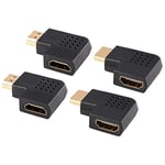 J&D 4-Pack Plat HDMI Adaptateur, Coudé 90 Degrés Adaptateur HDMI Plat Vertical Mâle vers Femelle Coudé à Gauche et à Droite