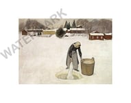 Wee Blue Coo Painting Halonen Washing On The Ice Wall Art Print