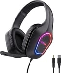 Gaming GXT 419 Rayne Casque Gaming Léger pour PC/Console, Éclairage LED Alimenté par USB, Transducteurs 50mm, Jack 3.5mm, Casque Gamer Filaire Over-Ear avec Micro pour Ordinateur Portable