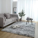 Calore Tapis de Salon Tapis Shaggy Tapis Chambre Tapis Moderne Interieur Confortable Maison Tapis de Sol (Gris Blanc, 185 x 185 cm)