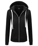 igeekwell Veste Polaire Femme avec Capuche Manches Longues Hoodie Veste à Capuche Femme Doublure Polaire Veste Sweat Chaude avec Fermeture éclair Vestes d'hiver(Noir-M)