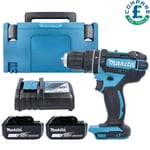 Makita DHP482 18V LXT Li-Ion 2-Speed Combi Drill With 2 x 6.0Ah Batteries, Ch...