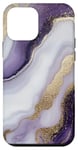 iPhone 12 mini White Abstract Purple Stone Design Case