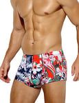 Casey Kevin Men's Sexy Ice Silk Underwear Low Rise Print Breathable Boxer Briefs Microfibre Trunk Stretch Boxer Shorts, B1-flirtatious-AK3021, XL