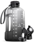 AQUAFIT 2 Litre Water Bottle with Straw - Water Bottle 2L with Time Marker - Half Gallon Big Water Bottle with Straw - Large Water Bottle For Gym - Gray Fade