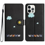 Étui De Protection Pour Iphone 15 Promax Dessin Animé Noir Compatible Avec Iphone 12 Et 13 Boîtier De Téléphone Avec Porte-Cartes