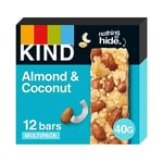 KIND Bars, Gluten Free Snack Bars, Almond & Coconut, High Fibre, Healthy Snack, No Artificial Colours, Flavours or Preservatives, Multipack 12 x 40g