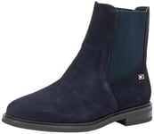 Tommy Hilfiger Bottines Chelsea Femme Flag Suede Plates, Bleu (Space Blue), 41