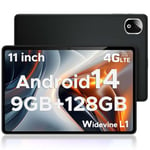 DOOGEE T30E, Tablet 11 Inch(2024), Android 14 Tablets, 128GB ROM/1TB TF, 4G Android Tablets with Sim Card Slots, 8000mAh, 2.4G/5G WiFi, Widevine L1/3.5mm Jack/GPS/Face Unlocked/OTG/Type-C, Black