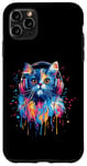 Coque pour iPhone 11 Pro Max Persian Cat Lovers Pop Art Casque audio amusant chat persan